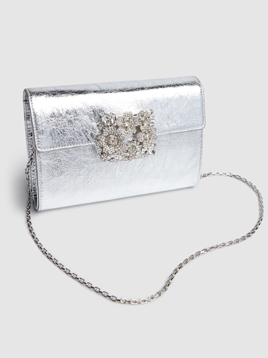 Roger Vivier: Mini Flap bouquet strass envelope clutch - Silver - women_3 | Luisa Via Roma