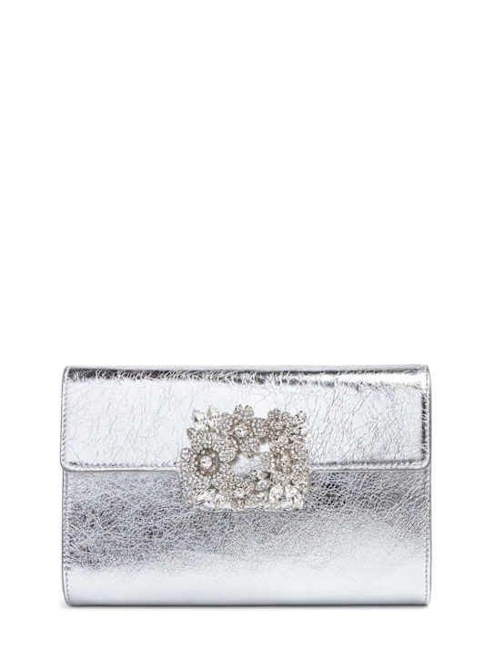 Roger Vivier: Mini Flap bouquet strass envelope clutch - Silver - women_0 | Luisa Via Roma