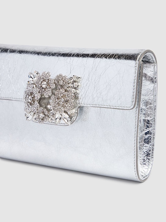 Roger Vivier: Mini Flap bouquet strass envelope clutch - Silver - women_4 | Luisa Via Roma