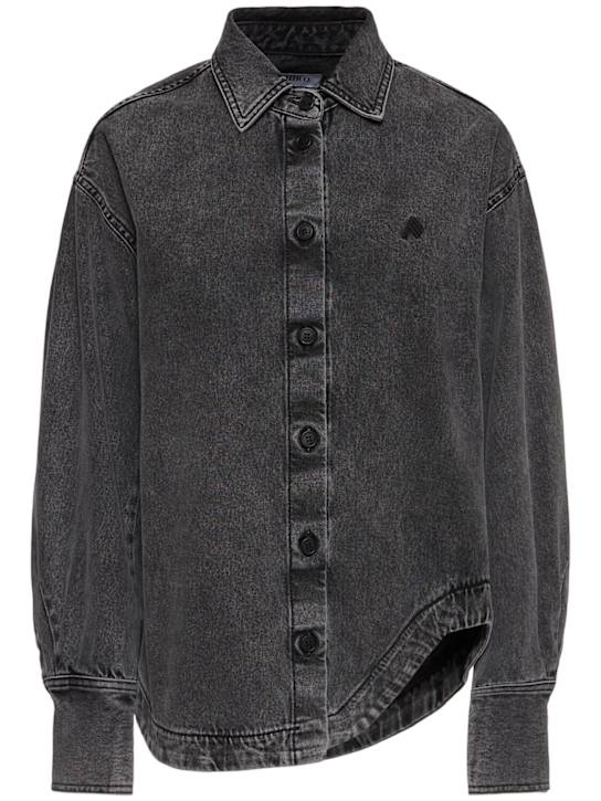 The Attico: Eliza denim shirt w/shaped slit - Black - women_0 | Luisa Via Roma