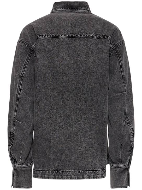 The Attico: Eliza denim shirt w/shaped slit - Black - women_3 | Luisa Via Roma