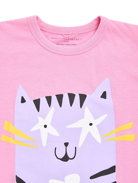 Stella McCartney Kids: Cat print cotton jersey t-shirt - Pink - kids-girls_1 | Luisa Via Roma