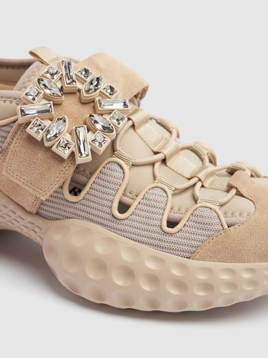 Roger Vivier: Viv Run cotton & mesh sneakers - Beige/Natural - women_3 | Luisa Via Roma