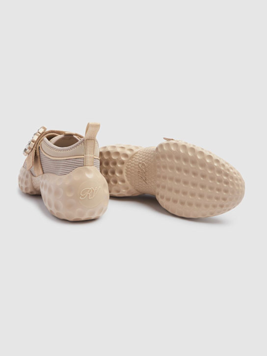 Roger Vivier: Viv Run cotton & mesh sneakers - Beige/Natural - women_4 | Luisa Via Roma