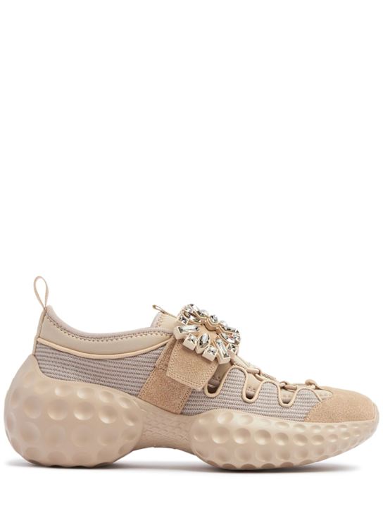 Roger Vivier: Viv Run cotton & mesh sneakers - Beige/Natural - women_0 | Luisa Via Roma
