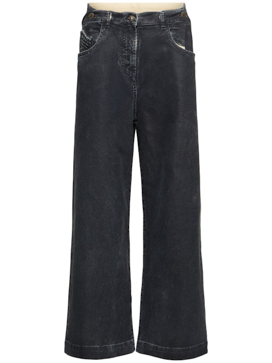The Attico: Mat coated canvas wide leg jeans - Navy - women_0 | Luisa Via Roma
