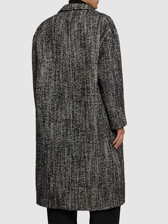 Valentino: Chevron long coat - Bianco Nero - men_2 | Luisa Via Roma