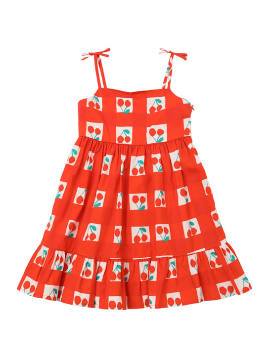 Stella McCartney Kids: Cherry print cotton woven dress - Red - kids-girls_0 | Luisa Via Roma