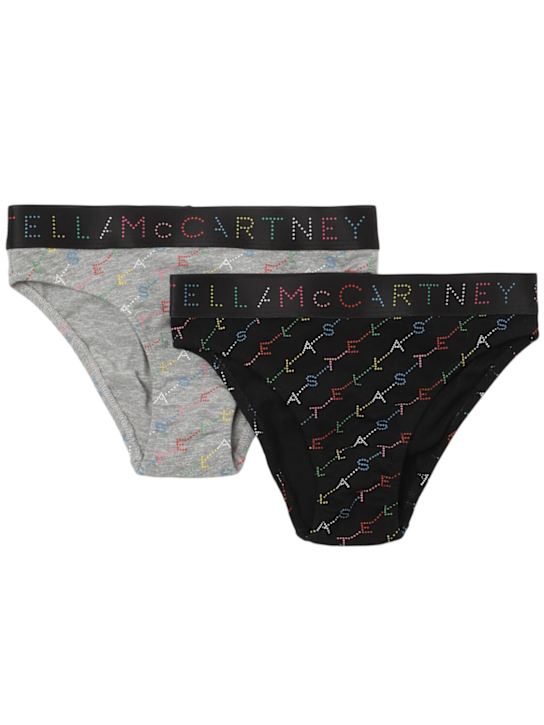 Stella McCartney Kids: コットンジャージーショーツ 2点セット - グレー/ブラック - kids-girls_0 | Luisa Via Roma