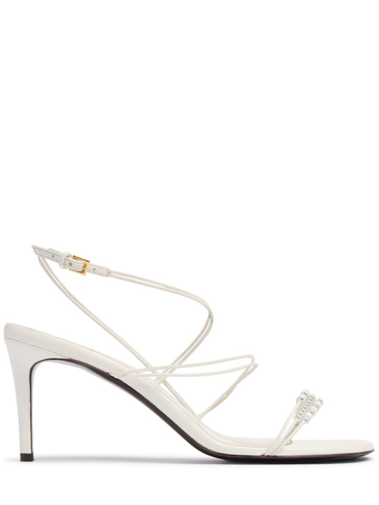 Khaite: 75mm Loop sandals w/ beads - Optic White - women_0 | Luisa Via Roma