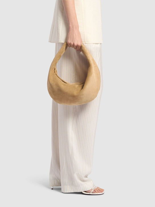 Khaite: Medium Olivia suede hobo bag - Wheat - women_1 | Luisa Via Roma