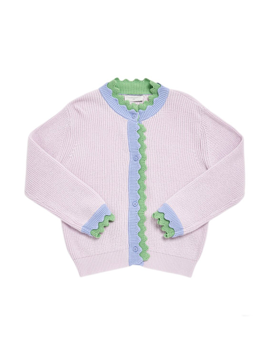 Stella McCartney Kids: Embroidered cotton knit cardigan - Light Purple - kids-girls_0 | Luisa Via Roma
