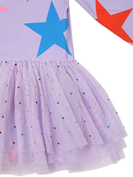 Stella McCartney Kids: ジャージー＆ストレッチチュールワンピース - パープル - kids-girls_1 | Luisa Via Roma