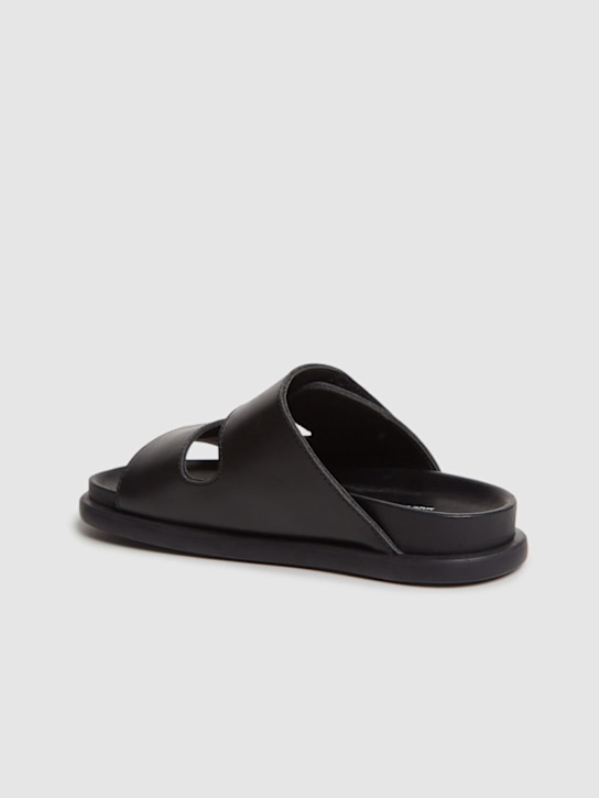 Dsquared2: Leather slide sandals w/logo - Black - kids-boys_2 | Luisa Via Roma