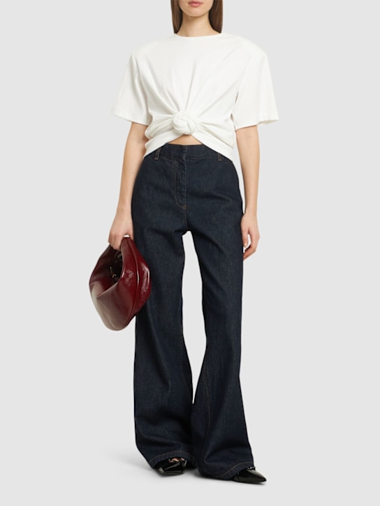 Magda Butrym: Jersey draped  top w/ rose detail - women_1 | Luisa Via Roma