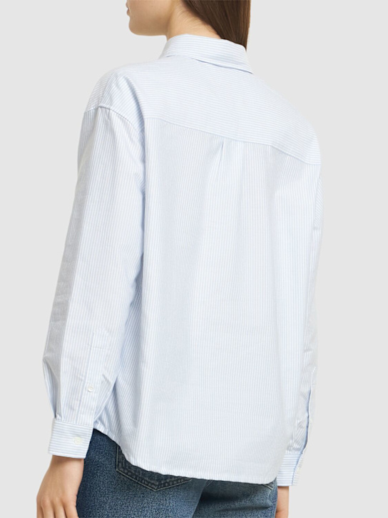 A.P.C.: Logo organic cotton boyfriend shirt - Blue - women_2 | Luisa Via Roma