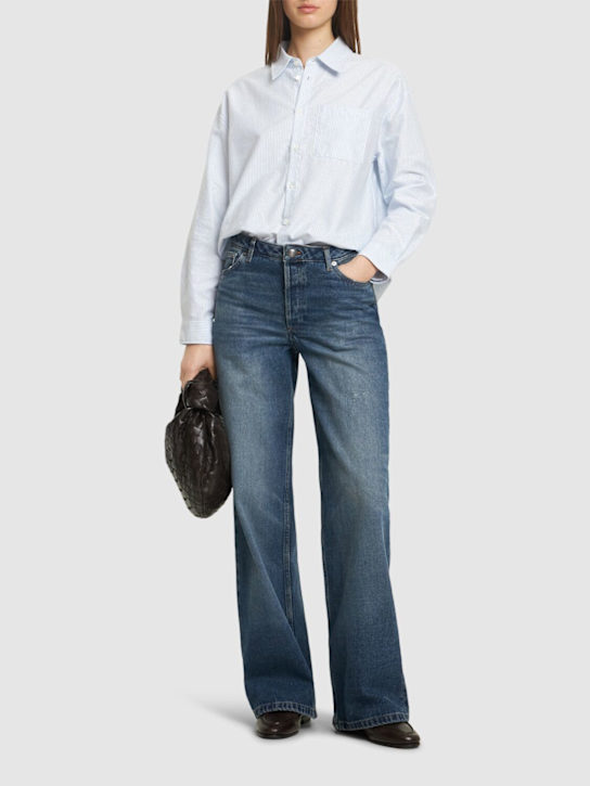 A.P.C.: Logo organic cotton boyfriend shirt - Blue - women_1 | Luisa Via Roma