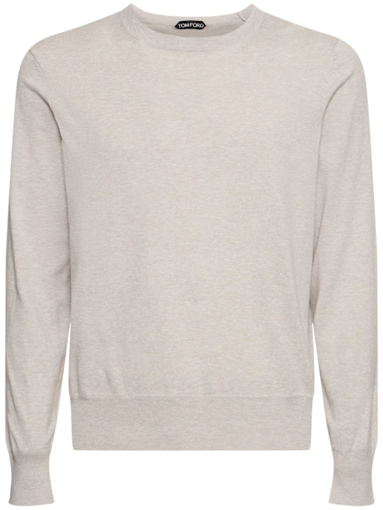 Tom Ford: Strickpullover aus reiner Baumwolle - Hellgrau - men_0 | Luisa Via Roma