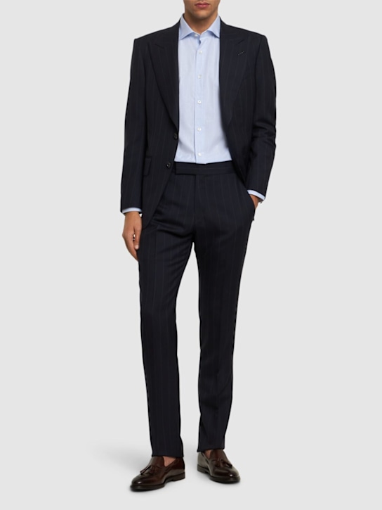 Tom Ford: Cotton poplin slim fit shirt - Light Blue - men_1 | Luisa Via Roma