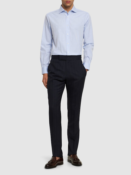 Tom Ford: Cotton poplin slim fit shirt - Light Blue - men_2 | Luisa Via Roma