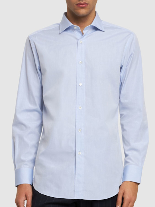 Tom Ford: Cotton poplin slim fit shirt - Light Blue - men_3 | Luisa Via Roma