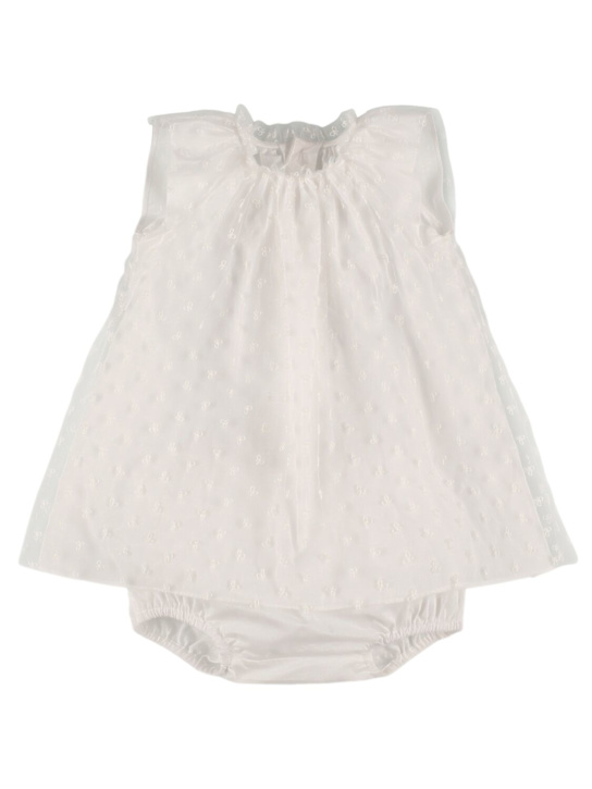 Bonpoint: Vestito e culotte in misto cotone - Bianco - kids-girls_0 | Luisa Via Roma