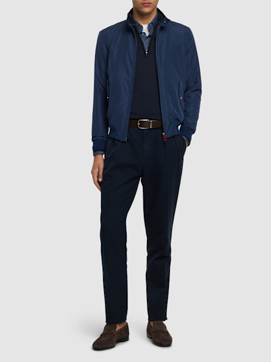 Kiton: Zipped nylon bomber jacket - Blue - men_1 | Luisa Via Roma