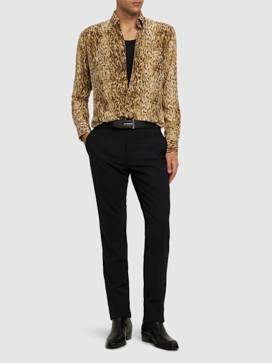 70's animalier fluid fit silk shirt - Thumbnail 2