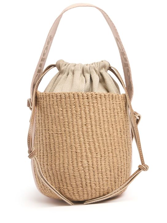 Chloé: Woody raffia bucket bag - Blushy Beige - women_0 | Luisa Via Roma