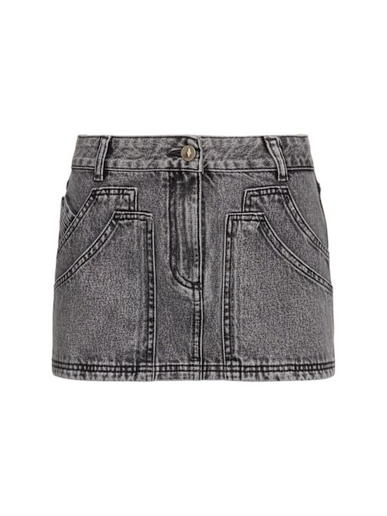 The Attico: Multi-pocket denim mini skirt - Black - women_0 | Luisa Via Roma
