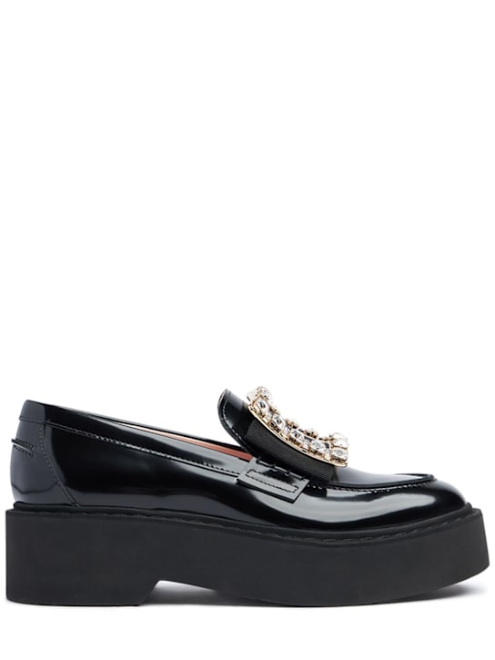 Roger Vivier: 50mm Viv Rangers patent leather loafers - Black - women_0 | Luisa Via Roma