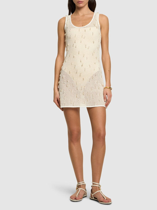 Leslie Amon: Honeycomb embroidered mini dress - women_1 | Luisa Via Roma