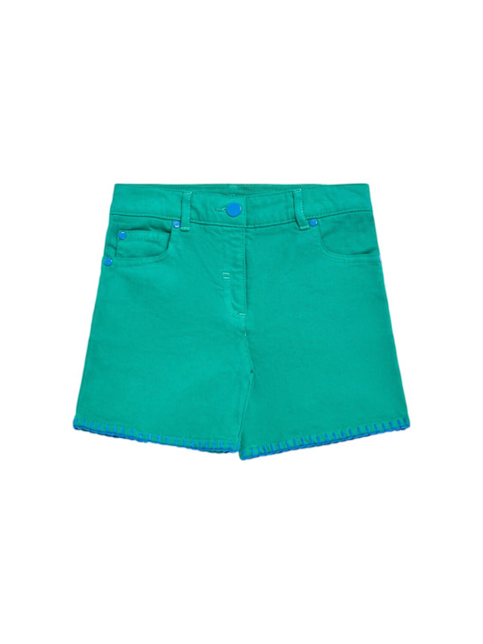 Stella McCartney Kids: コットンデニムショートパンツ - グリーン - kids-girls_0 | Luisa Via Roma