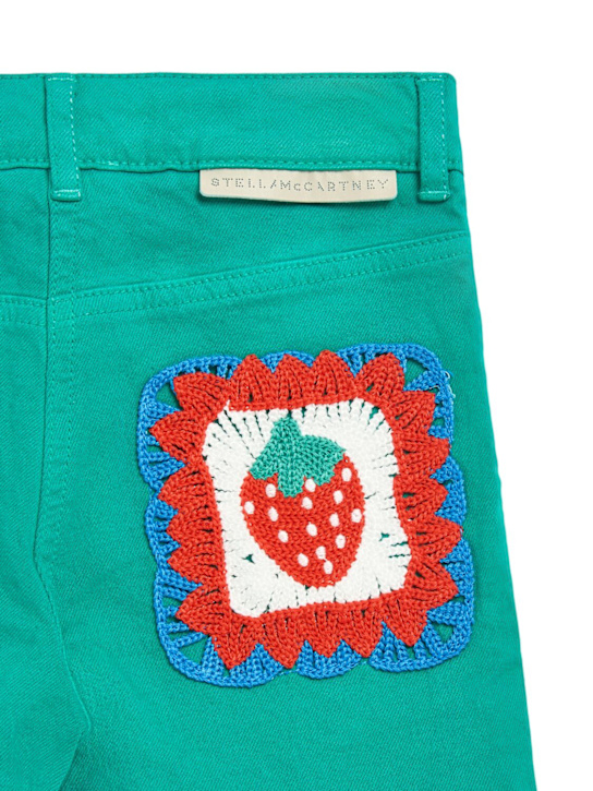 Stella McCartney Kids: コットンデニムショートパンツ - グリーン - kids-girls_1 | Luisa Via Roma