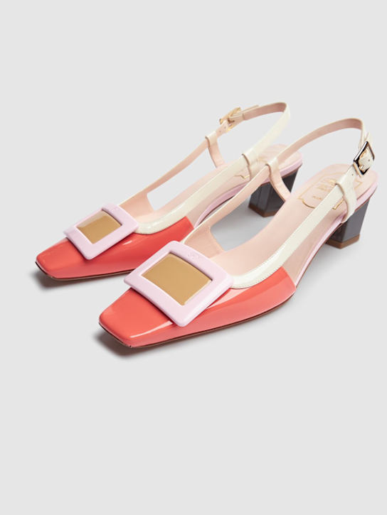 Roger Vivier: 45mm Belle Vivier patent leather heels - Light Red/Beige - women_2 | Luisa Via Roma