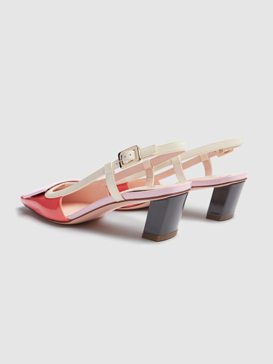 Roger Vivier: 45mm Belle Vivier patent leather heels - Light Red/Beige - women_4 | Luisa Via Roma