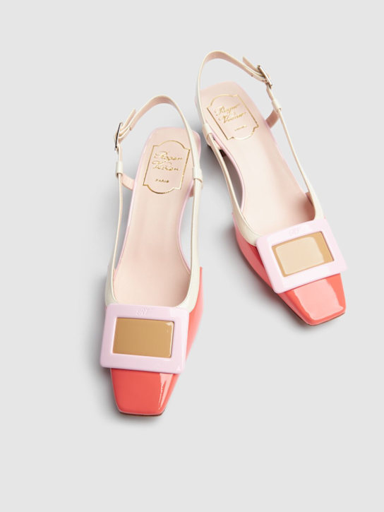 Roger Vivier: 45mm Belle Vivier patent leather heels - Light Red/Beige - women_1 | Luisa Via Roma