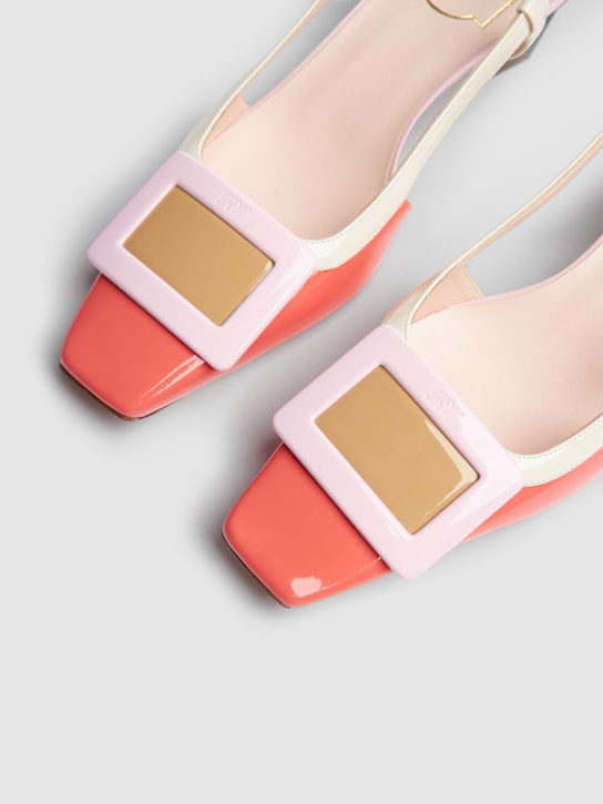 Roger Vivier: 45mm Belle Vivier patent leather heels - Light Red/Beige - women_3 | Luisa Via Roma