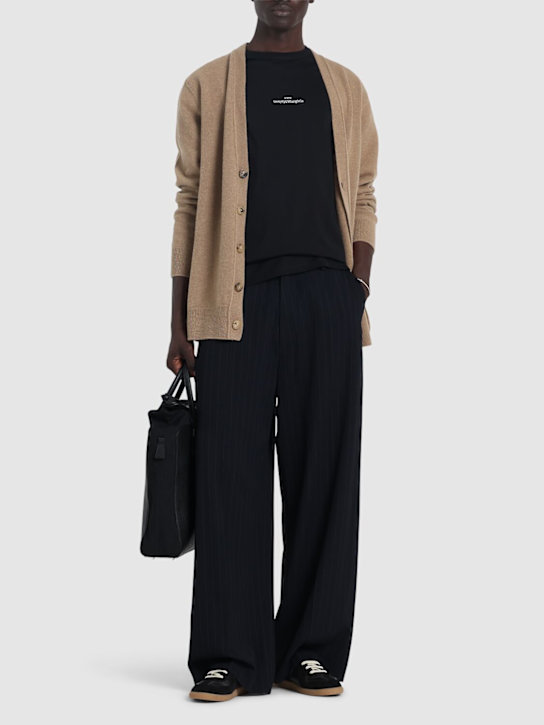 Maison Margiela: Logo embroidery cotton t-shirt - men_1 | Luisa Via Roma