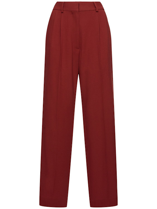 Blazé Milano: Fox wool straight pants - Burgundy - women_0 | Luisa Via Roma
