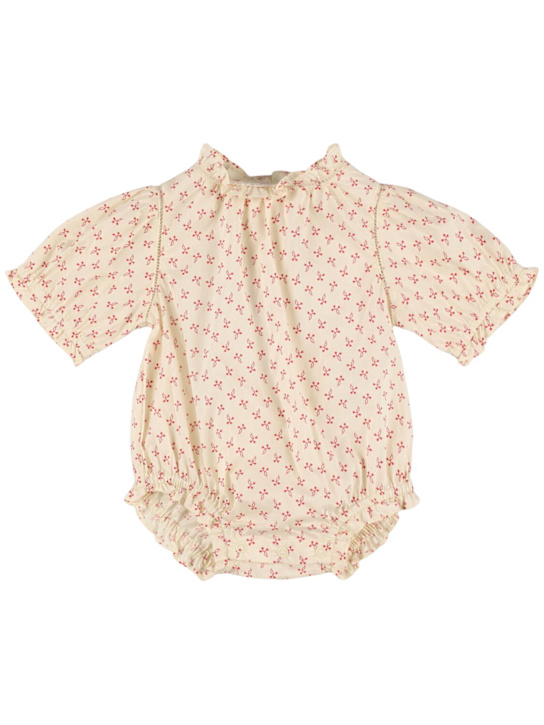 Bonpoint: コットンジャージー素材のロンパース - ホワイト/レッド - kids-girls_0 | Luisa Via Roma