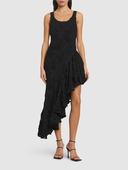 Rotate: Tanmieka ruffled flower mesh dress - Black - women_1 | Luisa Via Roma