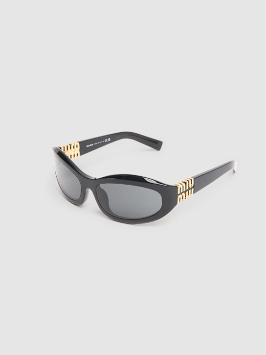 Miu Miu: Oval acetate sunglasses - Black/Grey - women_3 | Luisa Via Roma
