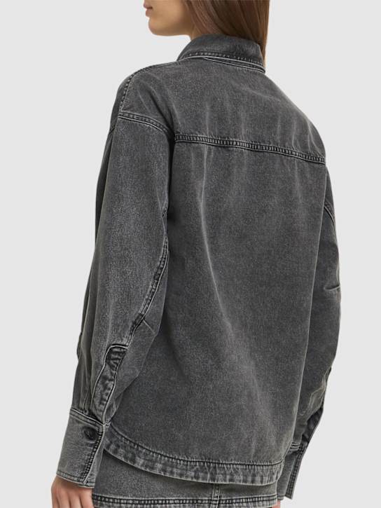 The Attico: Eliza denim shirt w/shaped slit - Black - women_2 | Luisa Via Roma