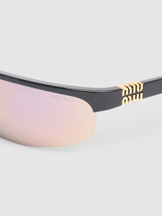Miu Miu: Miu Signature mask acetate sunglasses - Black/Pink - women_2 | Luisa Via Roma