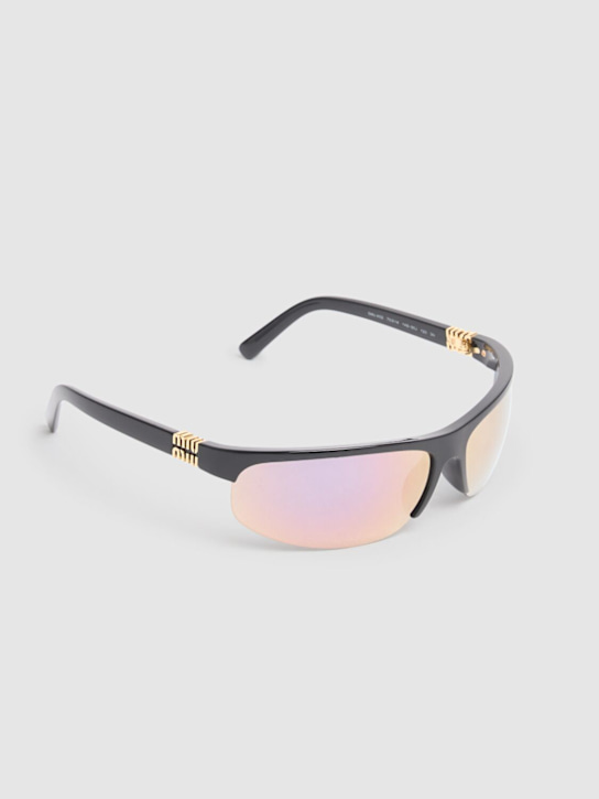 Miu Miu: Miu Signature mask acetate sunglasses - Black/Pink - women_3 | Luisa Via Roma