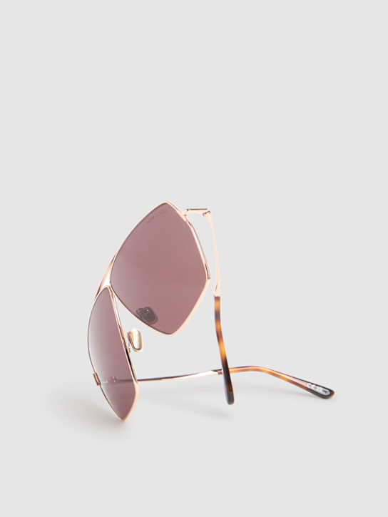 Tom Ford: Stella squared metal sunglasses - Shiny Rose Gold - women_1 | Luisa Via Roma
