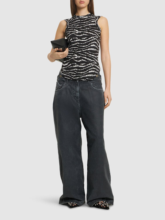 The Attico: Reese zebra print cotton tank top - Black/White - women_1 | Luisa Via Roma