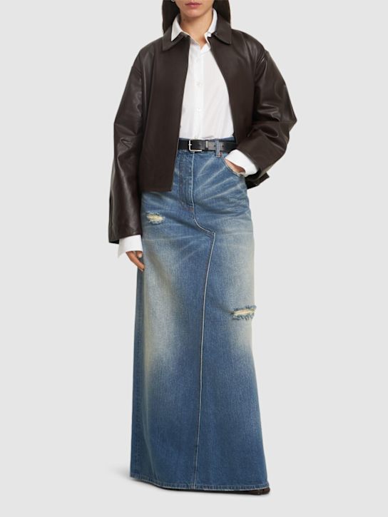 MM6 Maison Margiela: High rise denim long skirt - women_1 | Luisa Via Roma