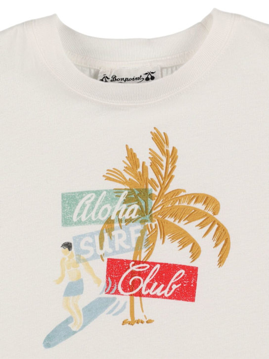Bonpoint: サーフ柄コットンジャージーTシャツ - ホワイト - kids-boys_1 | Luisa Via Roma